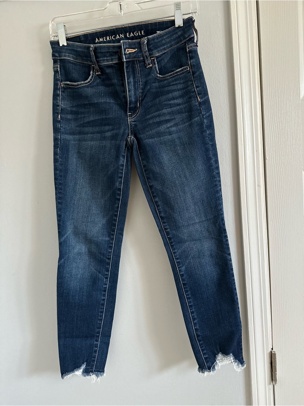 American Eagle Outfitters Indigo Skinny Jeans with Raw Hem